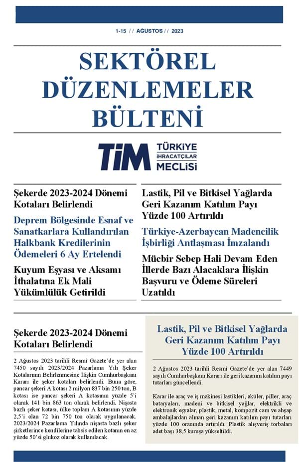 1-15 Ağustos 2023 Bülteni 